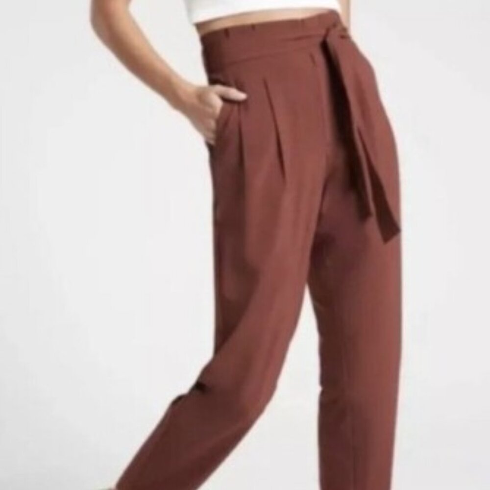 Athleta Brown High Rise Skyline II Paperbag Pants